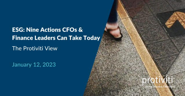 BrianBMJordan's tweet photo. Protiviti's Global Finance Trends survey reveals that ESG strategy and reporting are taking center stage as a top priority for CFOs. Learn the nine actions CFOs and finance leaders can take today in The Protiviti View. https://t.co/XBovLvYpkm https://t.co/xsqQ6Zr2Zn