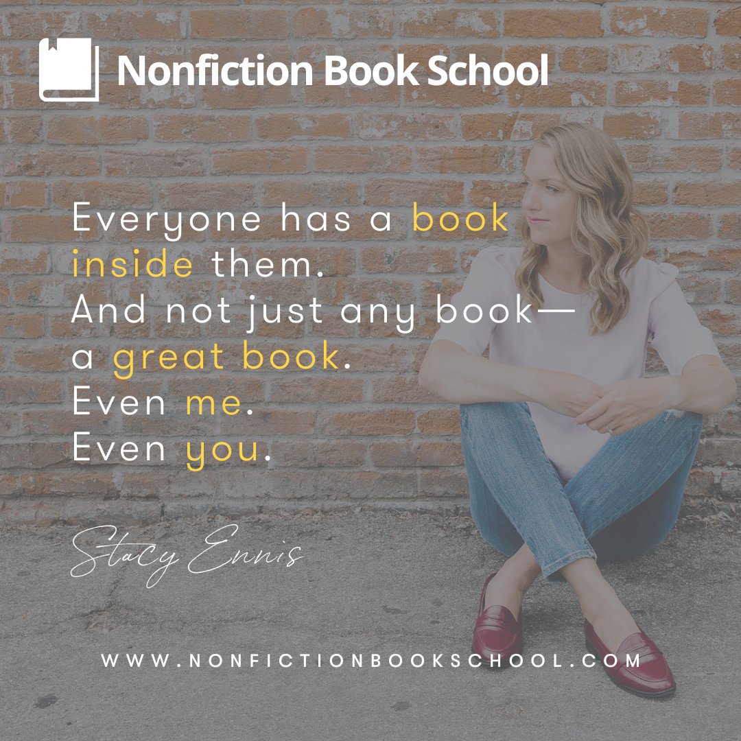 If you are ready to take the step to overcome your fear and self-doubt—and to grow your influence, impact, and income through a book—I hope you’ll join me in #nonfictionbookschool. Enrollment closes tonight at midnight.

Enroll now: nonfictionbookschool.com