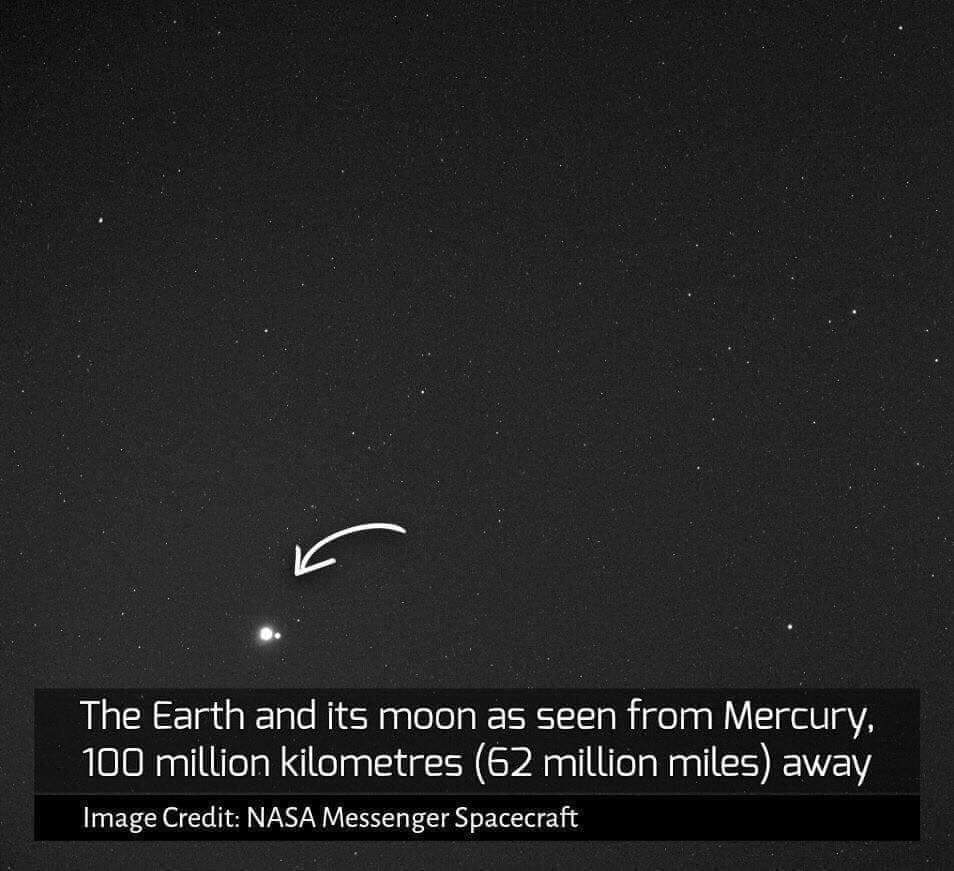 RT @MAstronomers: Earth and Moon as seen from Mercury 100 million kilometres away https://t.co/xPp4CFYXjk