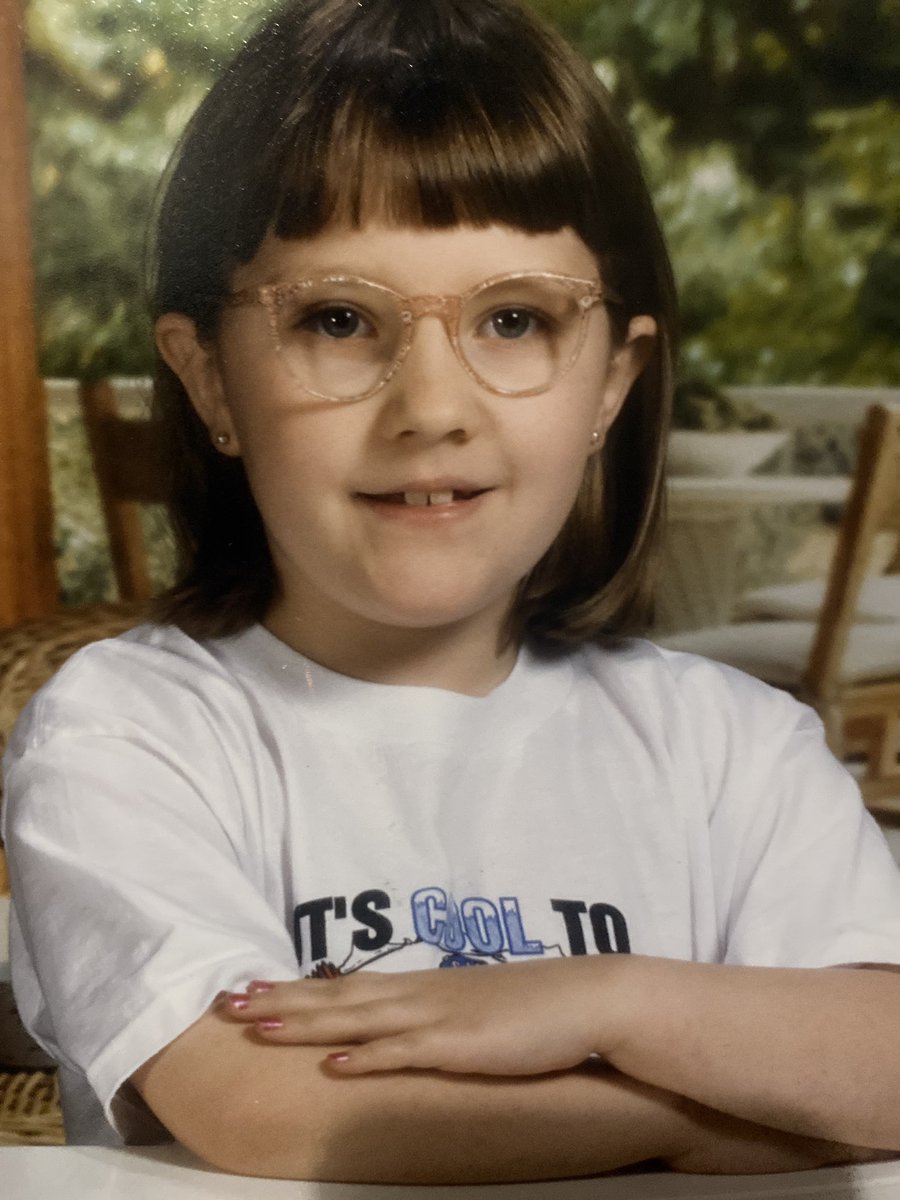 If you have a dorky childhood picture I would love to see it. Here’s mine 🤣💜 I was 7 and all about catching the new episode of Pokémon after school.