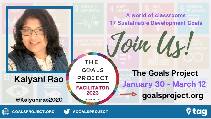 Proud to be with Goals Project 2023. Join us now in this 6-week interactive project. Visit goalsproject.org <a href="/TakeActionEdu/">Take Action Global</a> #GoalsProject #GlobalGoals #TeachSDGs #TransformingEducation #QualityEducation <a href="/JenWilliamsEdu/">Jennifer Williams</a> <a href="/AbhilashaTochi/">Abhilasha Singh #T4Ambassador #TeachSDGs #UNGSPAdv</a>