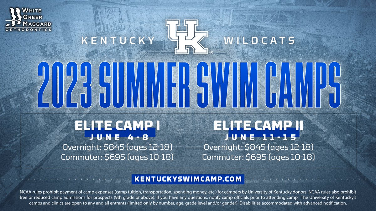 Summer is on the mind! ☀️⛱️

Registration is now open for our 2023 Summer Swim Camps! 🏊‍♀️🏊‍♂️

🔗: bit.ly/3iZlgZf (Sign Up) 
💻: kentuckyswimcamp.com (Website) 

#WeAreUK 🔵😺