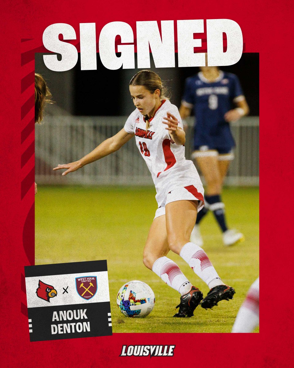 LouisvilleWSOC's tweet photo. Onward to the Pros‼️ 

Congrats to @anoukdenton for signing a contract with West Ham United Women!

Details: https://t.co/yLDxCwlSth 

#GoCards x #ProCards https://t.co/e91uzu6xA3