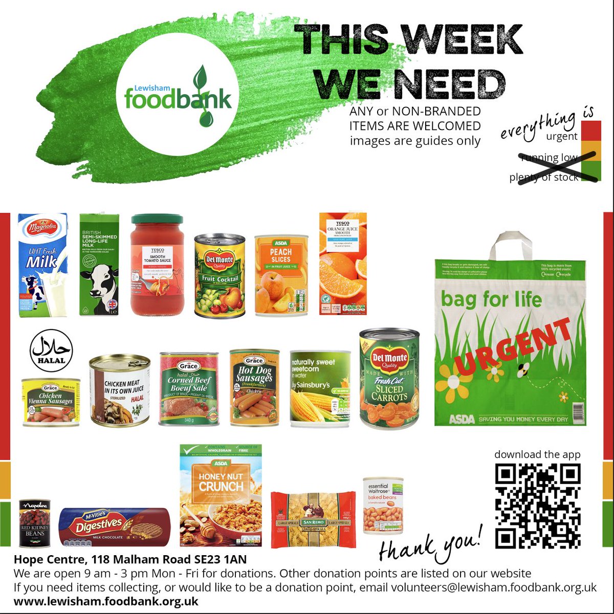 lewishamfood's tweet photo. Despite having an unprecedented amount donated before Christmas (thank you everyone), we have already fed over 1,500 people this year so far. So the stock already needs replenishing. Can you help by donating food or money? Oh and we need BAGS. We’d be so grateful #ThisWeekWeNeed https://t.co/m0nRRe8SIl