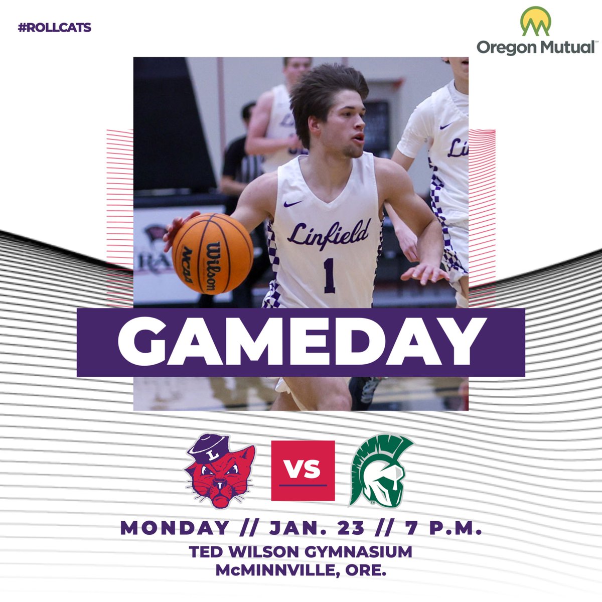 linfieldmbb's tweet photo. GAMEDAY🏀| Illinois Wesleyan has finally arrived in McMinnville to make up December's postponed matchup with the Wildcats.

⏰7 p.m. (PST)
📍Ted Wilson Gymnasium
📺https://t.co/exUKr1XKjy
📊https://t.co/RWrLvITPp6

#RollCats https://t.co/QE72sQ2saT