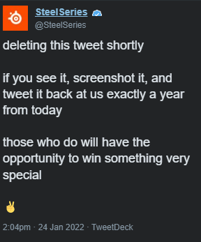 _Tiag0's tweet photo. @SteelSeries Here's the screenshot from one year ago https://t.co/yMulofy6vP