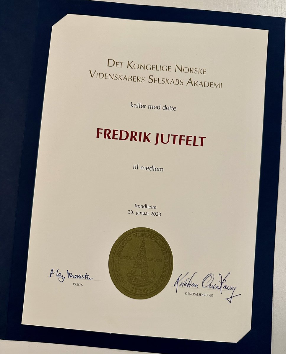 Fredrik Jutfelt @jutfelt.bsky.social (@fredrikjutfelt) on Twitter photo So apparently I’m a member of the The Royal Norwegian Society of Sciences and Letters now So apparently I’m a member of the The Royal Norwegian Society of Sciences and Letters now