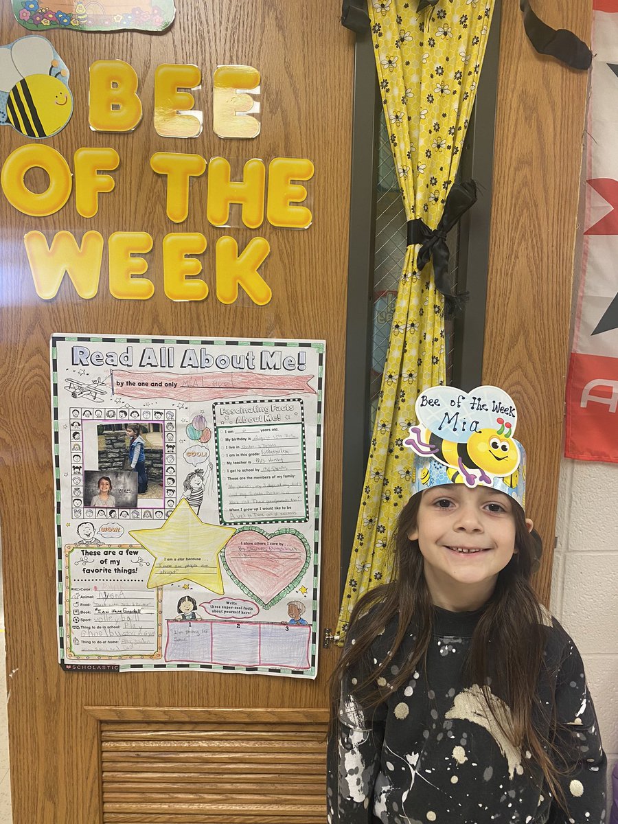 hadohamby's tweet photo. Bee of the Week is Mia. Mia loves playing Ghostbusters in gym and playing volleyball at home. When she grows up, she wants to be a vet. https://t.co/kP3dfMjLTR