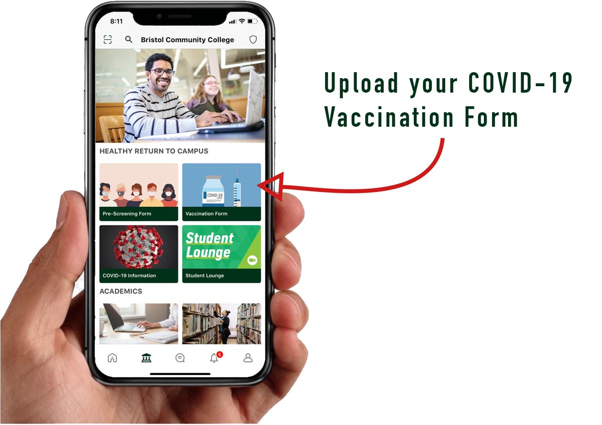 BristolCC's tweet image. IMPORTANT: If you&apos;re registered for in-person classes, you must upload your vaccination card by noon on Tuesday, Jan. 24, if you have not done so already. Students may be dropped from any in-person classes if proof of vaccination is not received by that time.