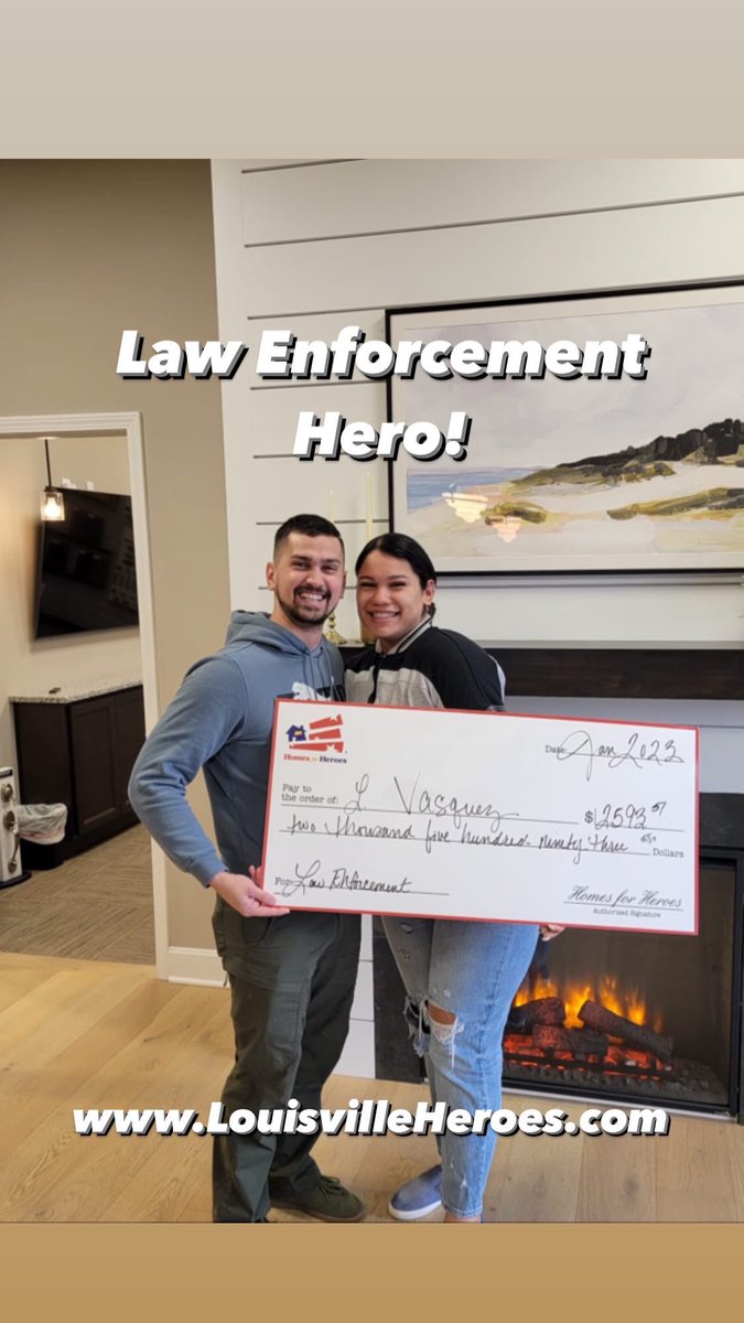 🇺🇸 Please help us wish our latest hero Lucero (a law enforcement hero) a big congratulations on the purchase of a new home today! 

❓Have you thanked a hero today 

#louisvilleheroes #HomesForHeroesAffiliate
#ExitGreenTeam
