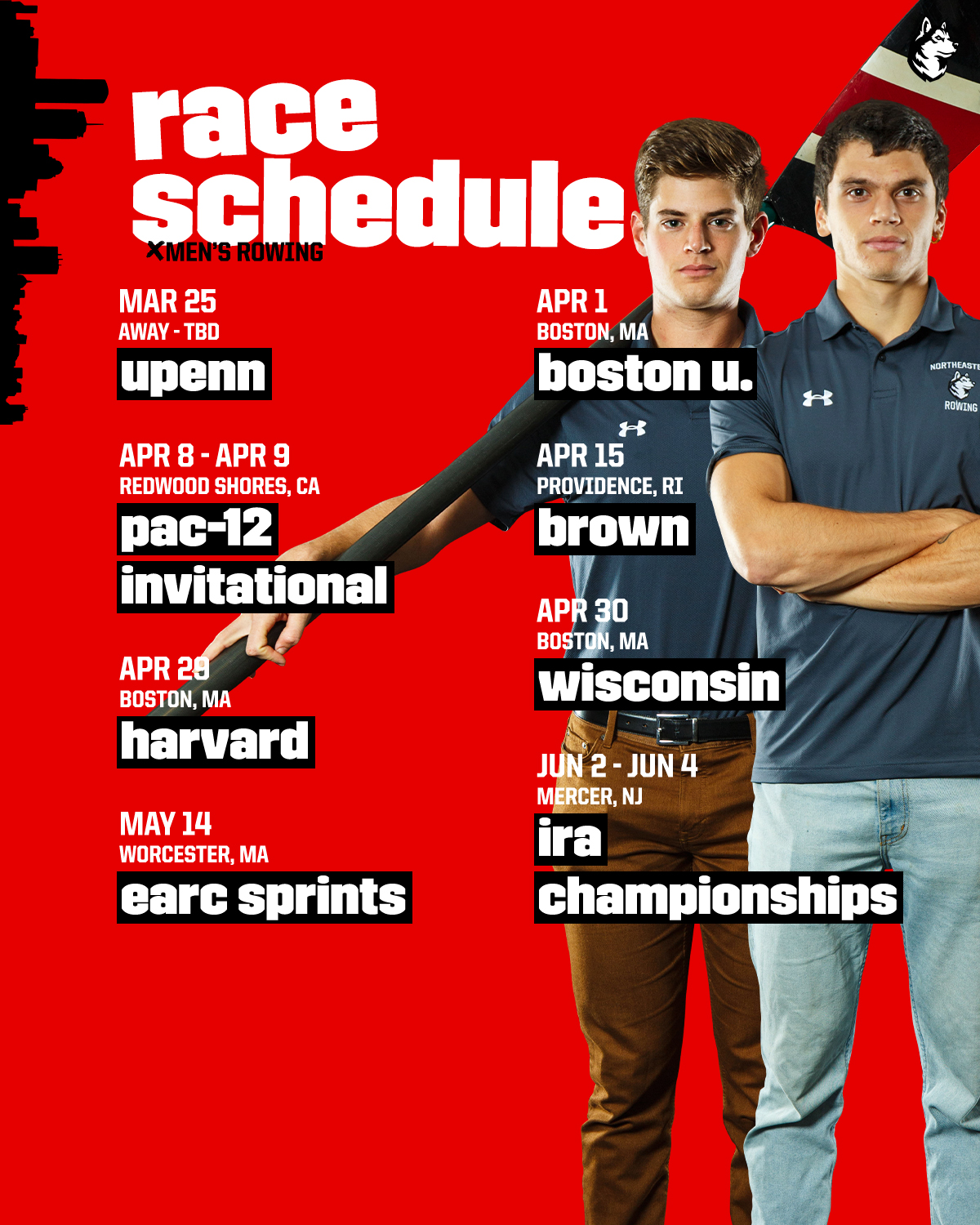 Northeastern Men’s Rowing on Twitter "Our spring schedule is out