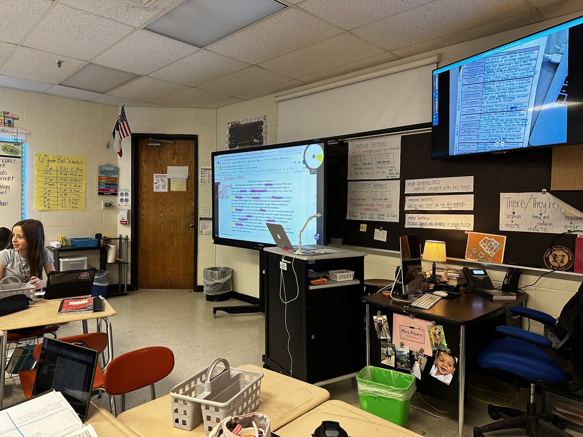 AbiroTeach's tweet photo. Practicing some revising &amp; editing today within our groups before we head into some independent writing! The new Promethean boards have definitely elevated the learning taking place in my classroom! 🙌🏼#argumentativewriting #writers #teachertwitter @Promethean https://t.co/GMo1WRM7oH