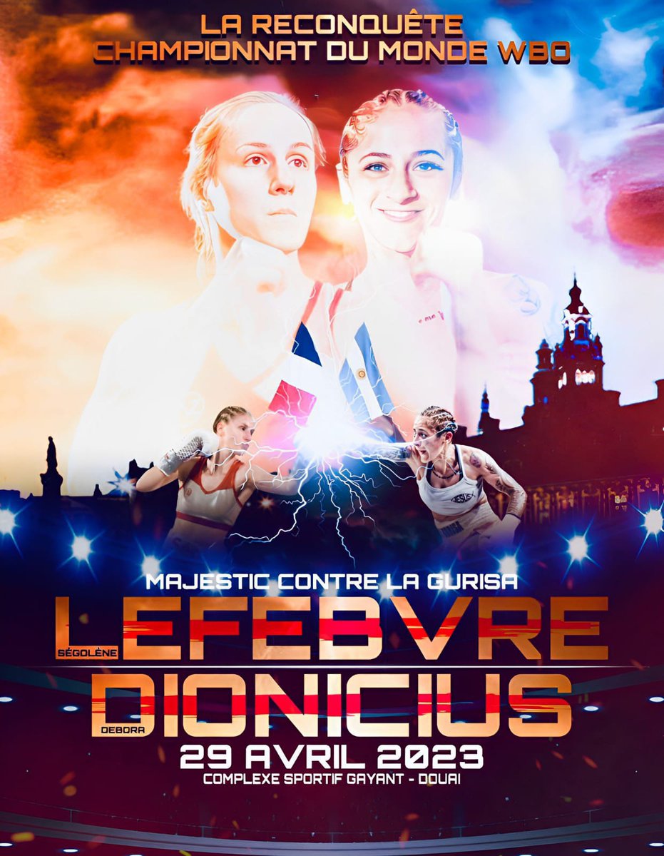 La de Villaguay, Entre Ríos, Debora Dionicius, flamante monarca supergallo OMB, tiene fecha de primer defensa.

Será el 29 de abril en el  Complexe Sportif Gayant de la localidad  francesa de Douai, ante la local y ex dueña de dicha faja, Segolene "Majestic" Lefebvre.