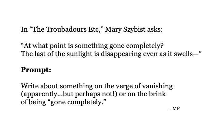 MayaCPopa's tweet photo. “At what point is something gone completely? The last of the sunlight is disappearing even as it swells—”
— Mary Szybist
Day 21 of #GenerativeJanuary: https://t.co/DqKwmJDLqF