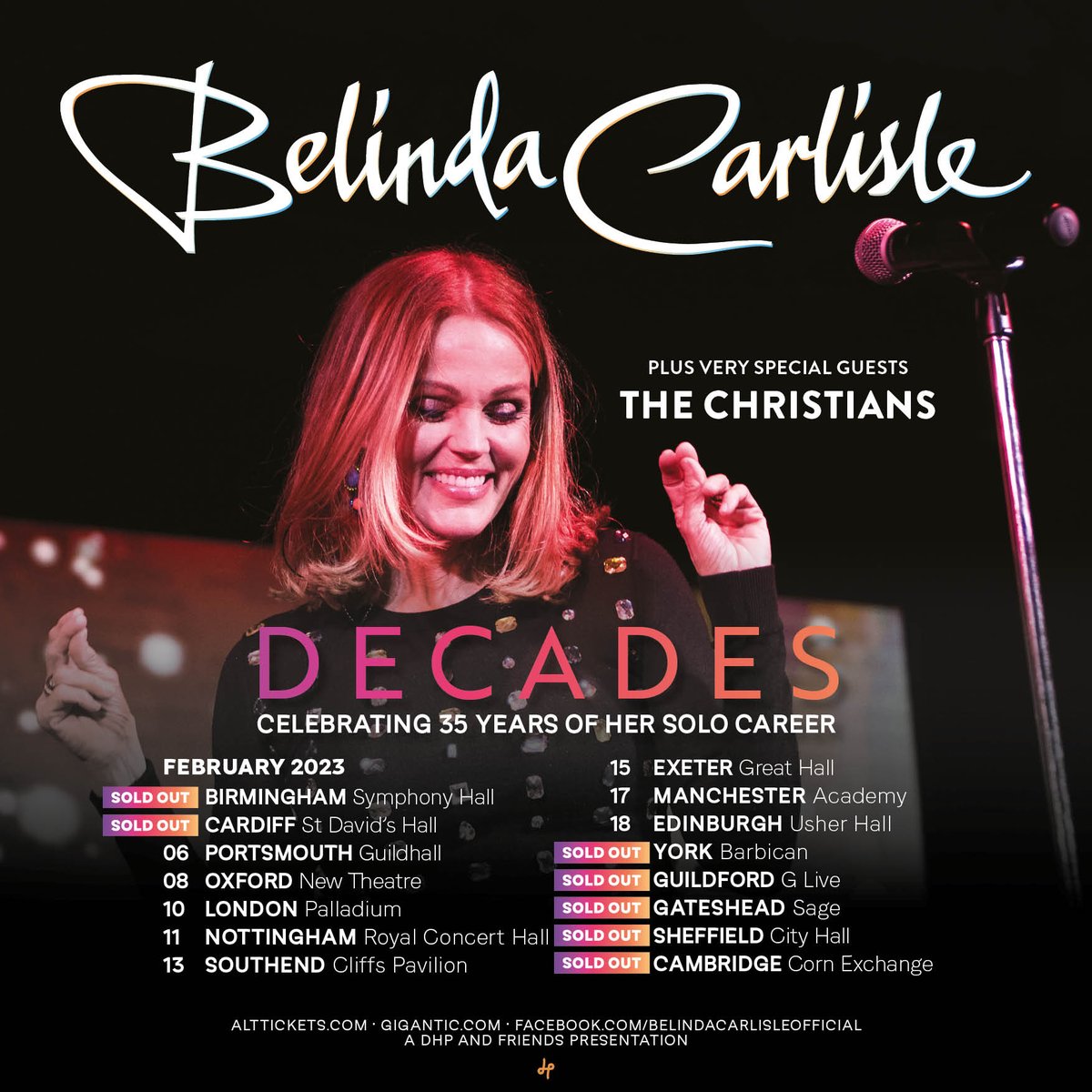 belindacarlisle's tweet photo. I have 15 upcoming shows in the UK in February and 7 of them are already completely SOLD OUT.  If you're planning on coming to see me, get your tickets now and I'll see you soon! 
 #livemusic #concert #tour #livedates https://t.co/qCxySLbMi6