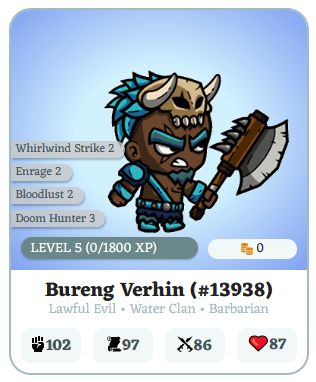 SKALEnerd's tweet photo. Congrats to @FrankDorfler on the LVL 5 #BlockBrawler win! That's a nice Water Clan Barbarian 👀 https://t.co/oNvOzjJvcw