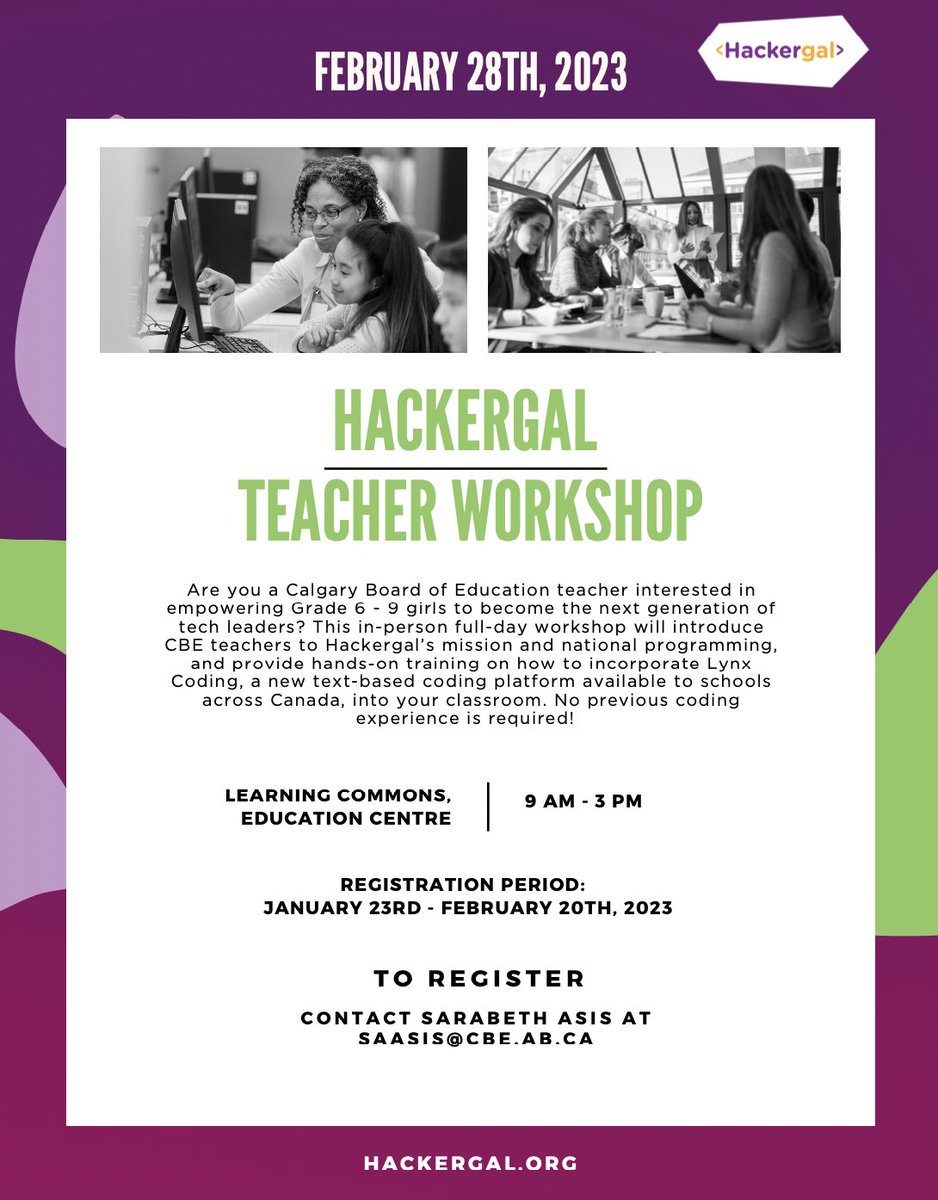 Sarabeth Asis (@sarabethasis) on Twitter photo Excited to share that <a href="/thehackergals/">Hackergal</a> will be coming to work with <a href="/yyCBEdu/">Calgary Board of Education</a> teachers on Feb 28th at the Education Centre! <a href="/CBELearningTech/">CBE Teaching & Learning Tech</a> Excited to share that <a href="/thehackergals/">Hackergal</a> will be coming to work with <a href="/yyCBEdu/">Calgary Board of Education</a> teachers on Feb 28th at the Education Centre! <a href="/CBELearningTech/">CBE Teaching & Learning Tech</a>