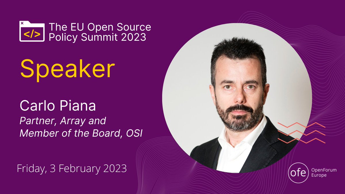 carlopiana's tweet image. I have been confirmed a speaker at the #EUOpenSource Policy Summit on 3 Feb 2023. Also with me good friends as @andrewjskatz @vittoriobertola  @webmink @zacchiro @debbryant @JamesALovegrove  @gblondelleand many others:

summit.openforumeurope.org