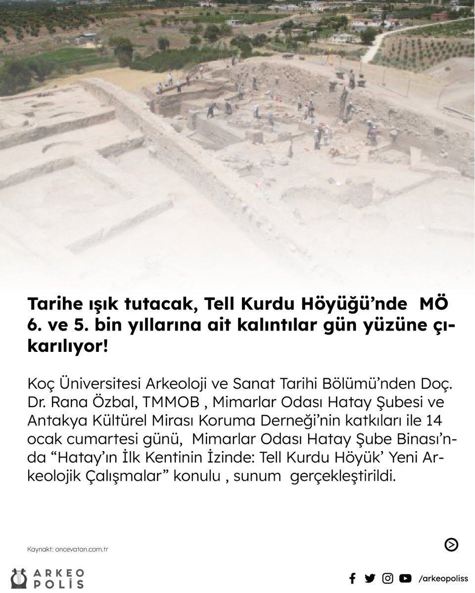 arkeopoliss's tweet photo. Tarihe ışık tutacak, Tell Kurdu Höyüğü’nde  MÖ 6. ve 5. bin yıllarına ait kalıntılar gün yüzüne çıkarılıyor https://t.co/xXhDA4vc0v