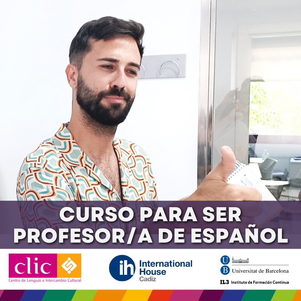 Ya podemos anunciar la fecha de nuestro cursos intensivo para profesores de español en Cádiz ¡y esta vez con bolsa de trabajo! Un programa certificado por la Universidad de Barcelona y con la experiencia de CLIC de 40 años formando profesores de idiomas:

clic.es/es/cadiz/curso…