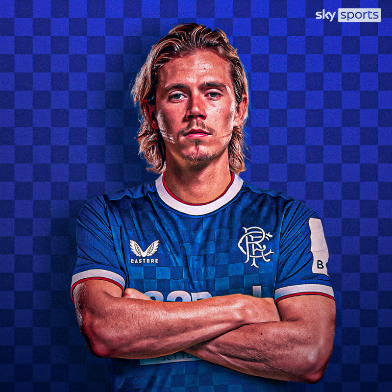 ScotlandSky's tweet photo. 🚨 𝗕𝗥𝗘𝗔𝗞𝗜𝗡𝗚 Rangers have completed the signing of Todd Cantwell 🔽