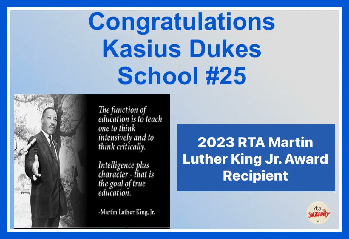 RochesterTA's tweet photo. Congratulations to Kasius Dukes from School #25, a recipient of the 40th Annual RTA Martin Luther King Jr Awards. @RCSDsch25

#RTAUnited4Kids https://t.co/vDVkHU56sE