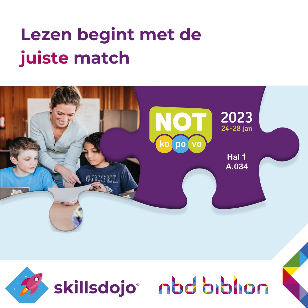Morgen is het zo ver! Kom bij ons langs op de NBD Biblion stand (hal 1 – stand A034) waar wij jou graag meer vertellen over de mogelijkheden van Skillsdojo. Zien we je daar? 🚀

Meld je nog gratis aan voor de beurs op bit.ly/3guSlv4