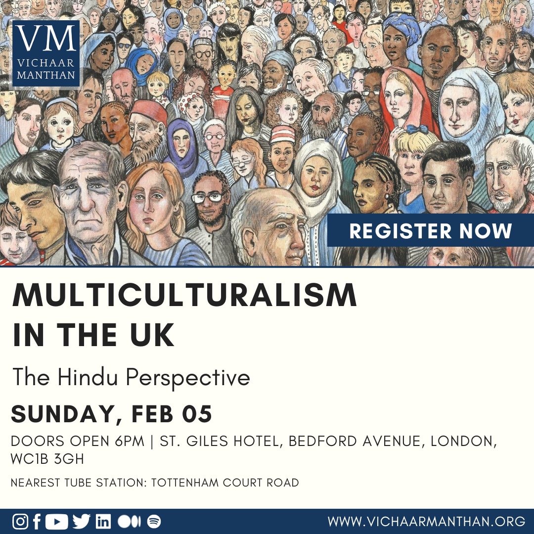 Vichaar_Manthan's tweet photo. Join us for an enlightening in-person panel discussion on the topic of multiculturalism in the UK from the Hindu perspective!

Register now at https://t.co/7hrojgSACF

#multiculturalism #UK #HinduPerspective #panel #discussion #inperson" https://t.co/B4l5H54u00