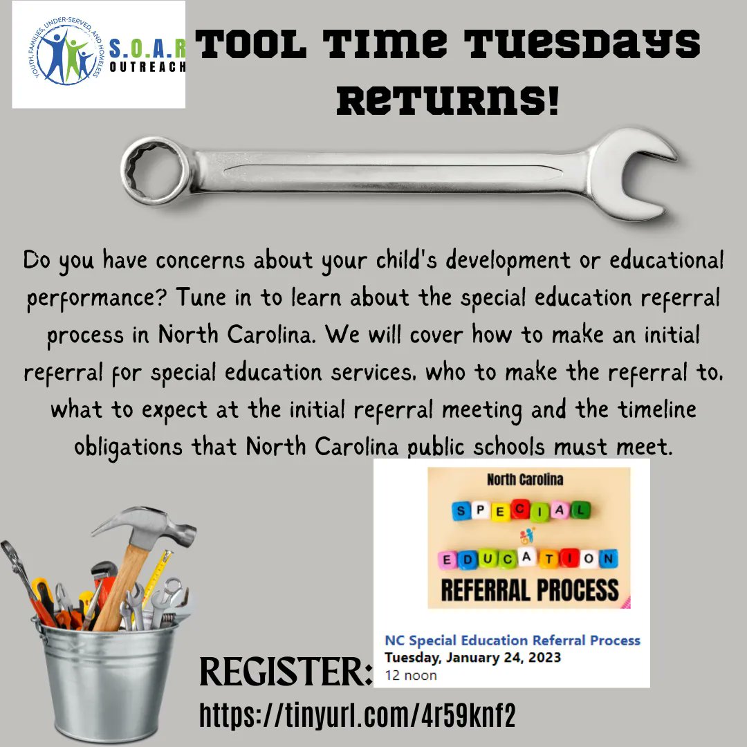 Go here to Register! 
buff.ly/3ifdfiF 
#tooltimetuesdays #soaroutreachnc #zoominvite #webinar #wakecountywebinar