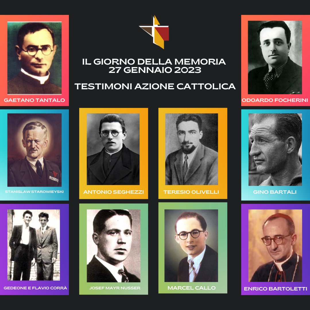 CA_Forum's tweet photo. IL GIORNO DELLA MEMORIA 27 GENNAIO 2023
Testimoni di AC con le loro storie 
⬇️⬇️⬇️
https://t.co/9keETwSmTP

#GiornoDellaMemoria #27gennaio #Focherini #MayrNusser #Olivelli #Callo #Bartoletti #Corrà #Seghezzi #Starowieyski #Bartali #Tantalo https://t.co/eS4cucLEc1