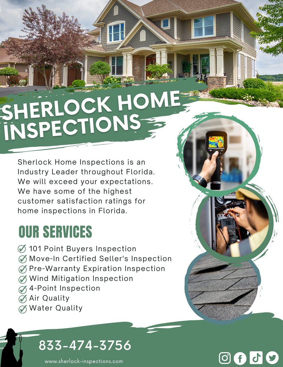 SherlockInspect's tweet photo. Choosing a qualified, honest, and experienced home inspector can give you the knowledge and confidence you need to make sound decisions. Our comprehensive inspections bring peace of mind to every client. 
Call/Text us today and experience the difference for yourself. 833-474-3756 https://t.co/hTESpFvXZl