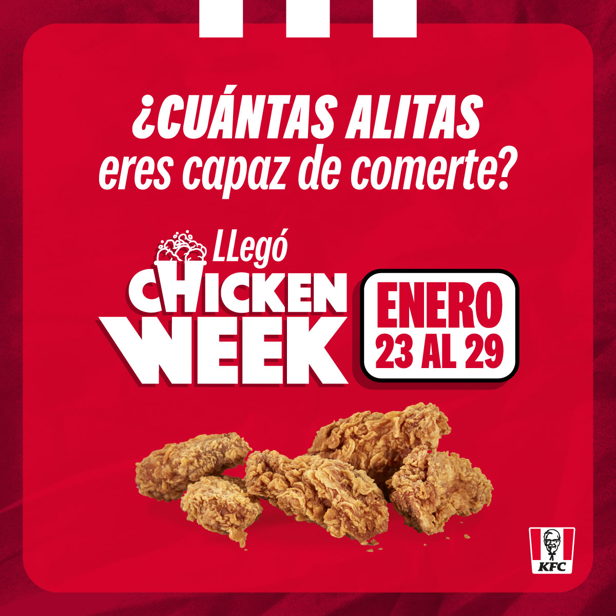 kfccolombia's tweet photo. Empezó la mejor semana del mes. 🔥🍗Cuéntanos cuántas alitas probarás en estos 7 días de #ChickenWeek. 👀 ¡Los leemos!
Pide aquí tu antojo ganador👉 https://t.co/1Kcn9fMtJx https://t.co/PDj8TiftU2
