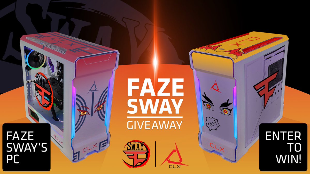 🚨PC GIVEAWAY 🚨

Just a reminder, we teamed up with @FaZeSway to give you a chance to win a special edition FaZe Sway Anime inspired PC! 

🟠 LIKE 
🟡 RETWEET
🔴 TAG A FRIEND 

Enter to win:
giveaways.joinsurf.com/CLXGaming/faze… 

#FaZeSwayxCLX #CLXGaming #evokethegods