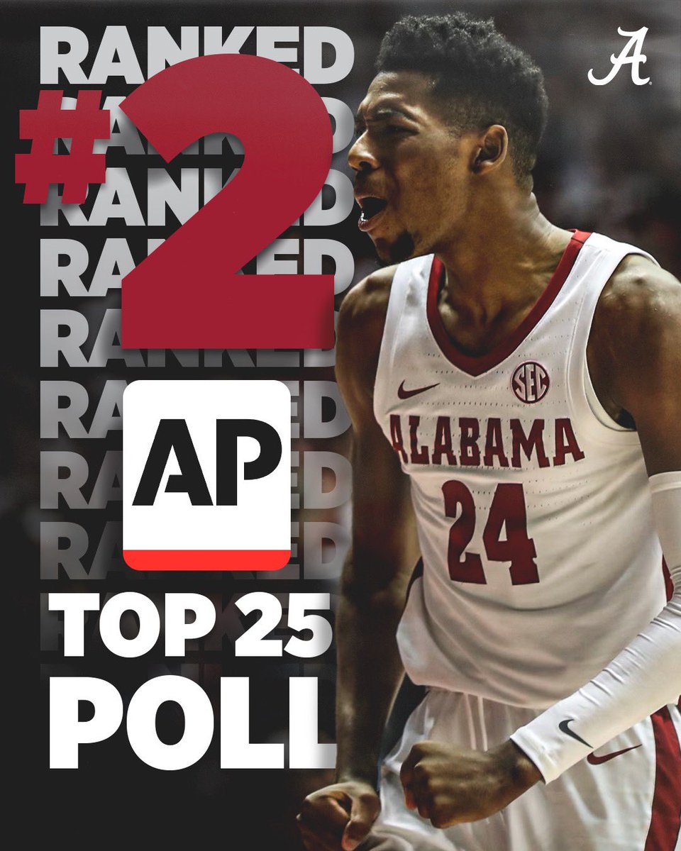 𝐍𝐨. 𝟐

Highest ranking since the 2002-03 season.

#RollTide | #BlueCollarBasketball