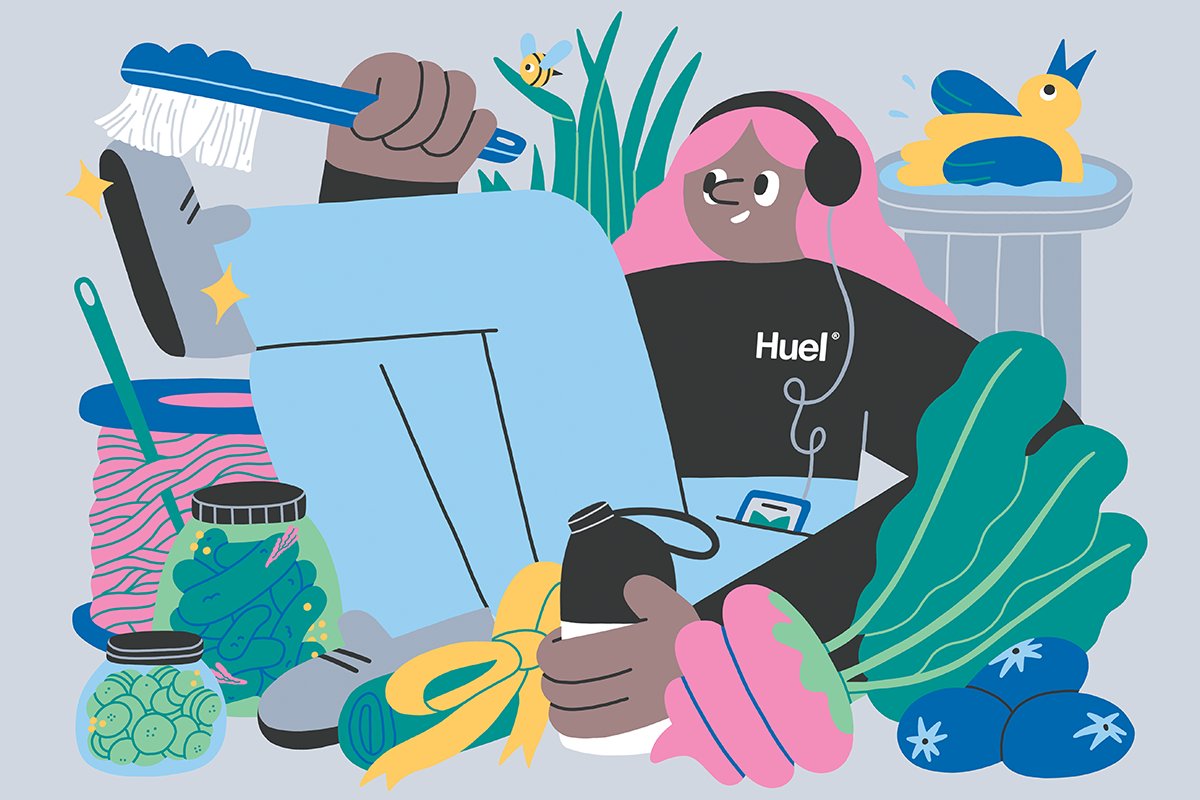 Loved this piece <a href="/beccawarner/">Becca Warner</a> wrote for us at <a href="/huel/">Huel</a> (with some beautiful illos by @laurenmorsley) on the little easy switches that can make our everyday more eco and sustainable. uk.huel.com/pages/50-ways-…