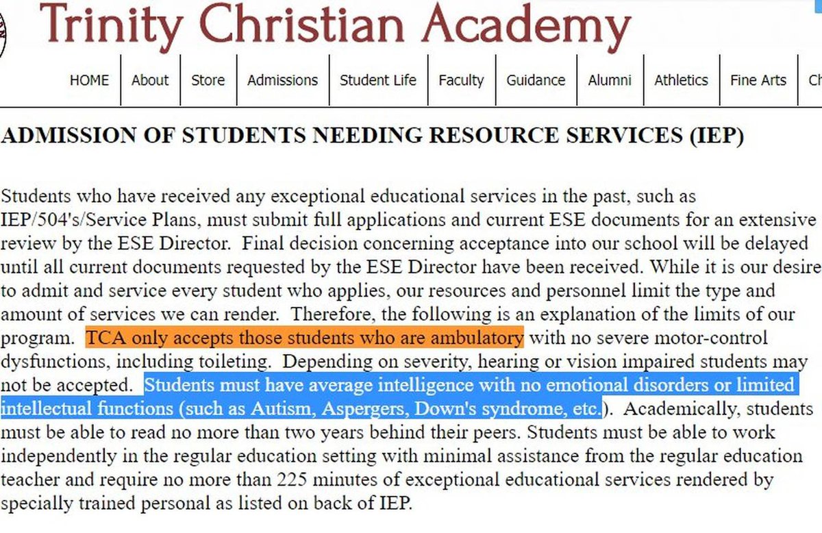 Scott_Maxwell's tweet photo. Interesting to see Florida's universal-voucher supporters cite special-needs children as beneficiaries - since Florida allows these publicly funded schools to flat-out refuse to serve children with disabilities. https://t.co/PY4OKCxvUf