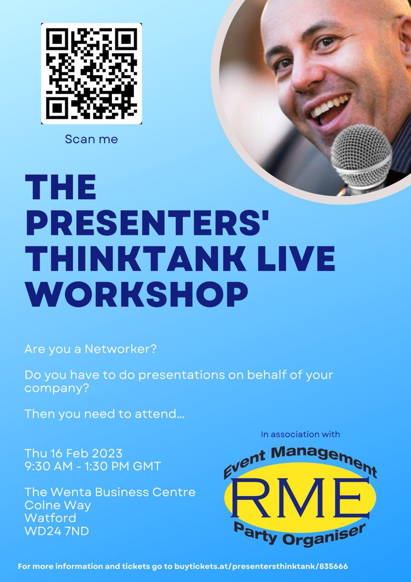 If you’re a networker or present on behalf of your business - This is for YOU!

For more information: youtu.be/Qzc8CbRMryM

To book your tickets: buytickets.at/presentersthin…

#professionalnetworking #training #presentationskills #workshop #watford #delegatewranglers