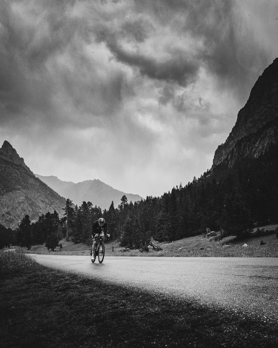 Man vs Nature… @TamauPogi in the French Alps. #nature #weather #rain #cycling #sport #photography