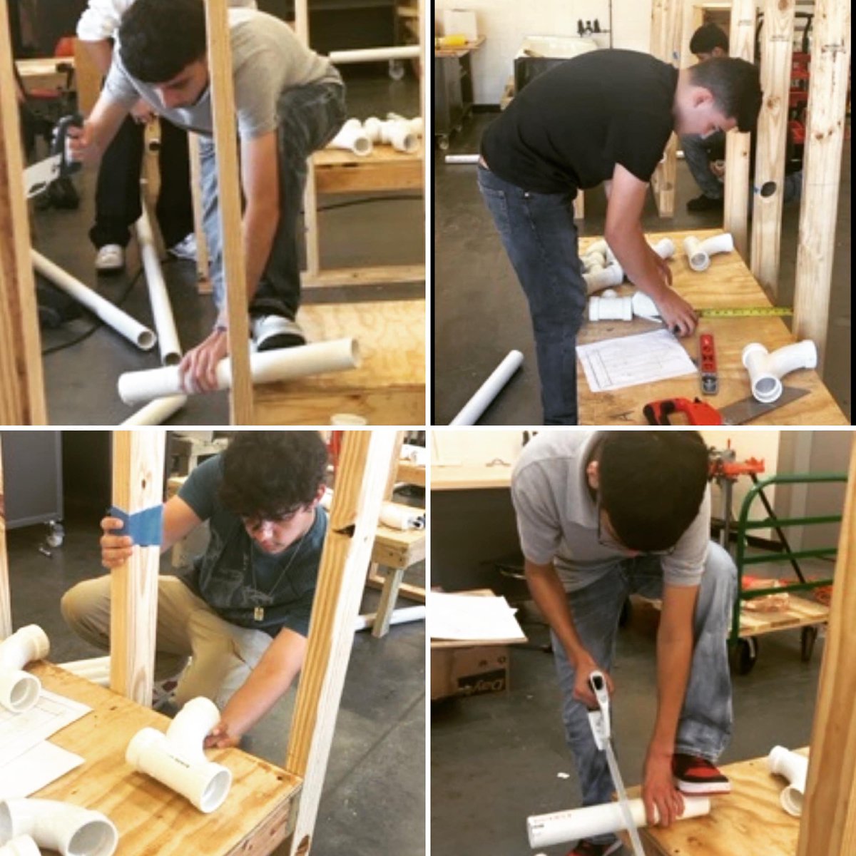 SHMSTC's tweet photo. We are Brag-Lighting our Plumbing & Pipefitting Department today here at Sam Houston! This hands-on program is where Tigers receive experience in plumbing, piping, construction, fabrication in laboratory settings & learn tools of the trade. #TalentedTigers #LearnbyDoing #STEMJobs https://t.co/1Yl1I24mAR