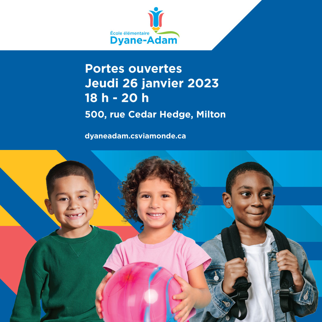 Nos portes ouvertes auront lieu le jeudi 26 janvier prochain à partir de 18 h. N’hésitez pas à partager l’information avec vos familles et votre entourage. Venez visiter notre belle école!