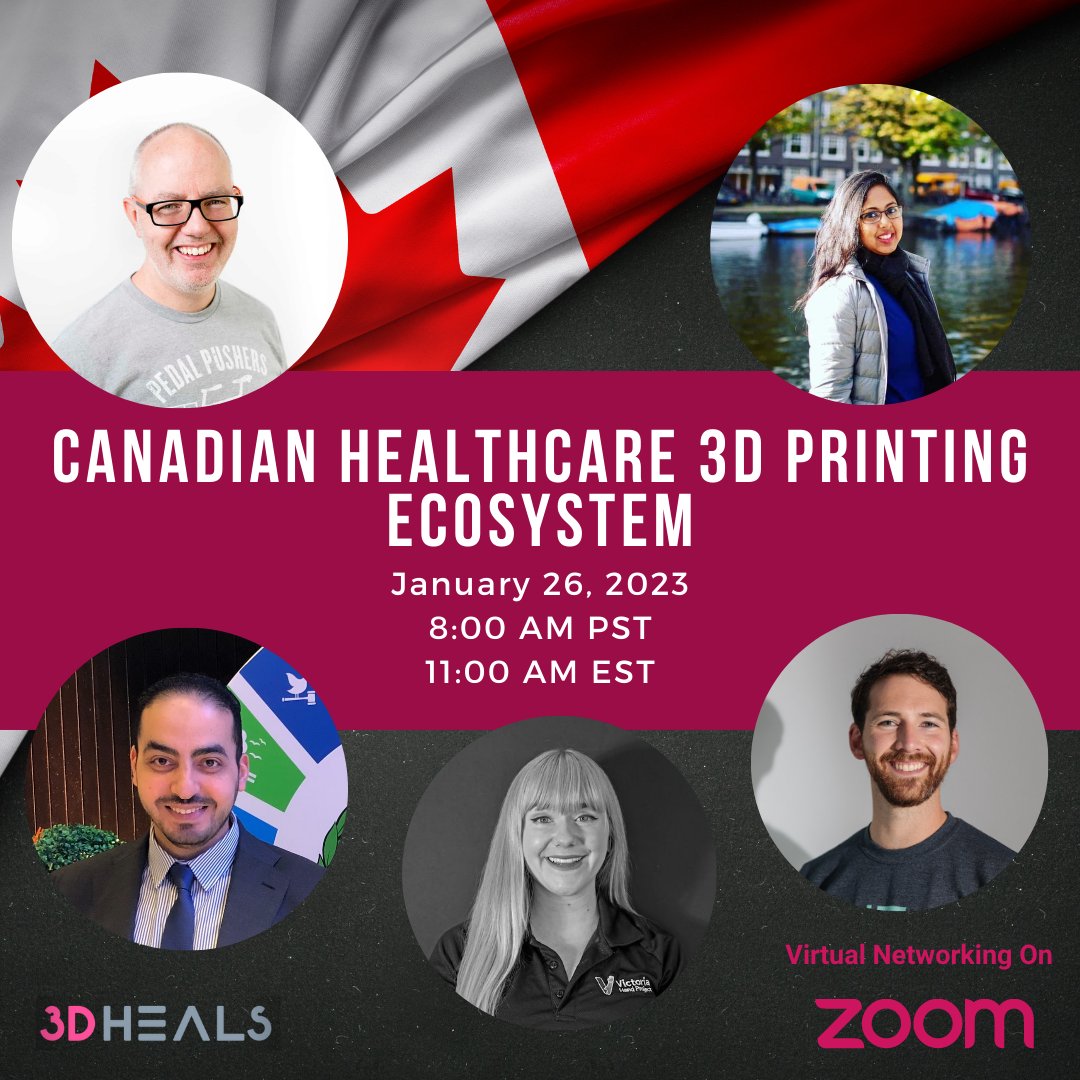 This Thursday! Tune in for this free 3DHEALS LLC webinar exploring #3DPrinting Healthcare Solutions in #Canada.

Register 👉 3dheals.com/canadian-healt…

LinkedIn Event 👉 lnkd.in/ggn4Nzxu

#STEM #technology #healthcare #webinar #event