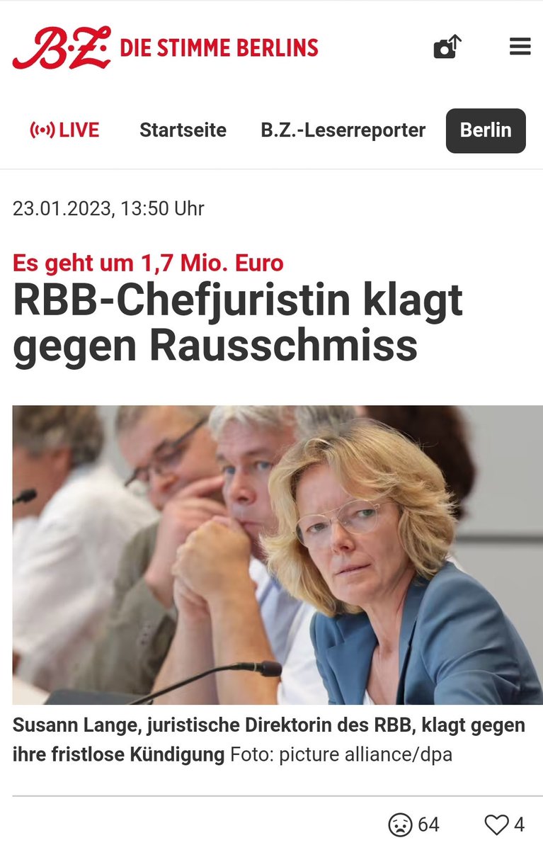 OERRBlog's tweet photo. "#RBB Chefjuristin klagt gegen Rausschmiss" - Es geht um 1,7 Millionen Euro Ruhegeld. #ReformOERR #OerrBlog https://t.co/zZGjfpMtFq