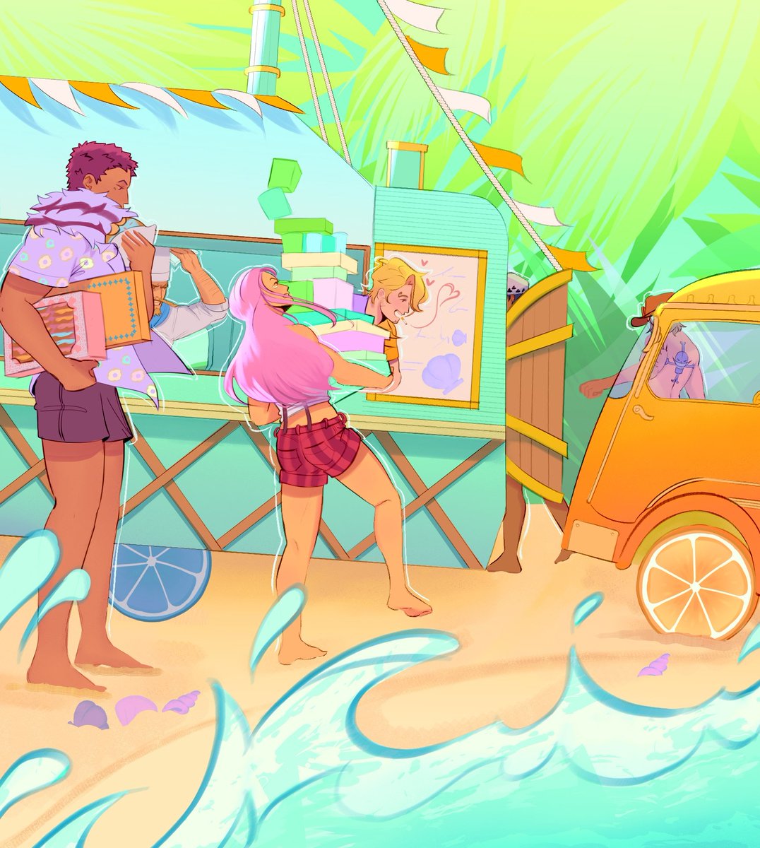 astrozure's tweet photo. Oh, summer ⛱️☀️🌱
cover for the summer festival zine! a lil closer so u can see them all >:) https://t.co/lUql0rRAg1