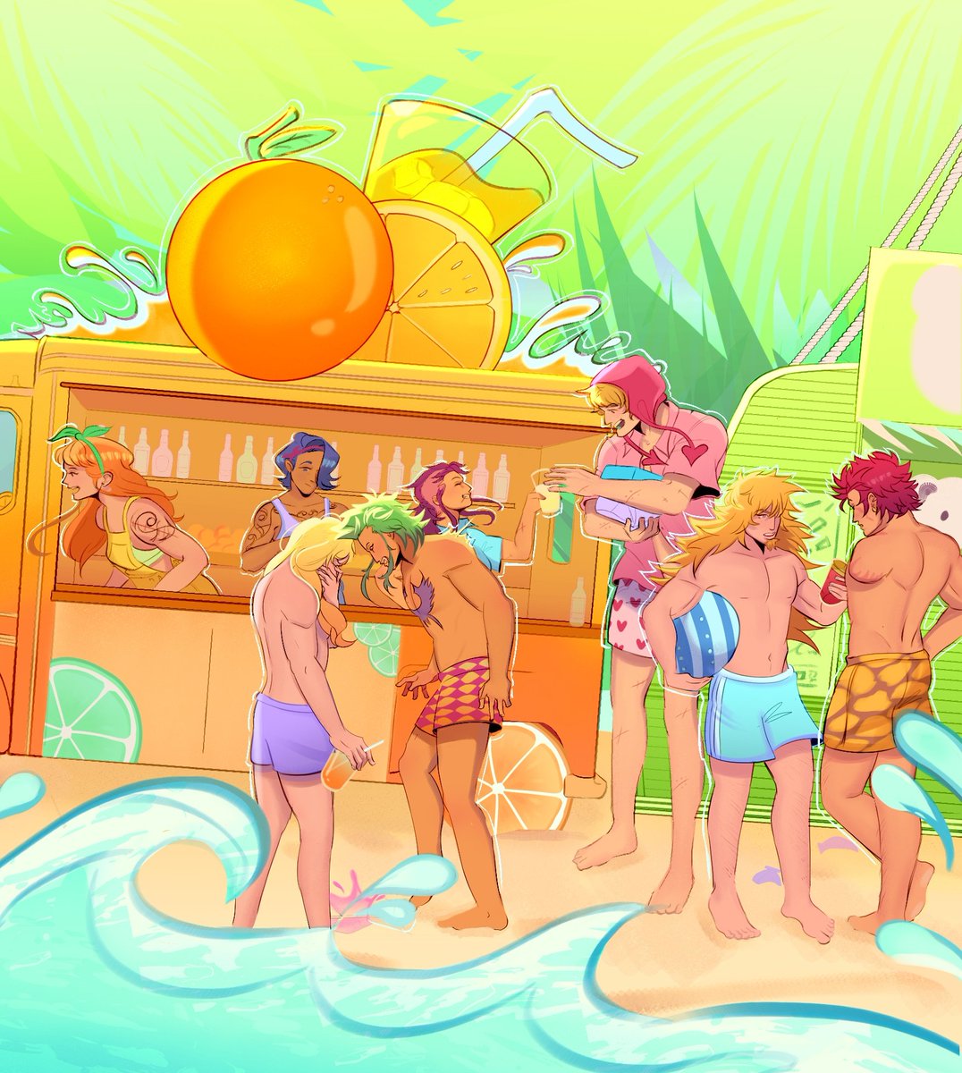 astrozure's tweet photo. Oh, summer ⛱️☀️🌱
cover for the summer festival zine! a lil closer so u can see them all >:) https://t.co/lUql0rRAg1