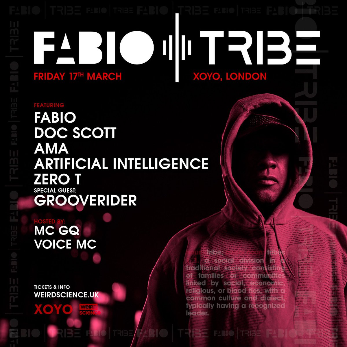 WeirdScience_UK's tweet photo. 📣 MARCH - @XOYO_London 📣

🔊 The Byrdhouse 
🔊 Club Glow 
🔊 Fabio Presents... TRIBE
🔊 DJ Luck &amp; MC Neat Present...
🔊 Jungle Cakes 

🎟  Tickets on sale Friday 10am! https://t.co/hoguBpnbWc