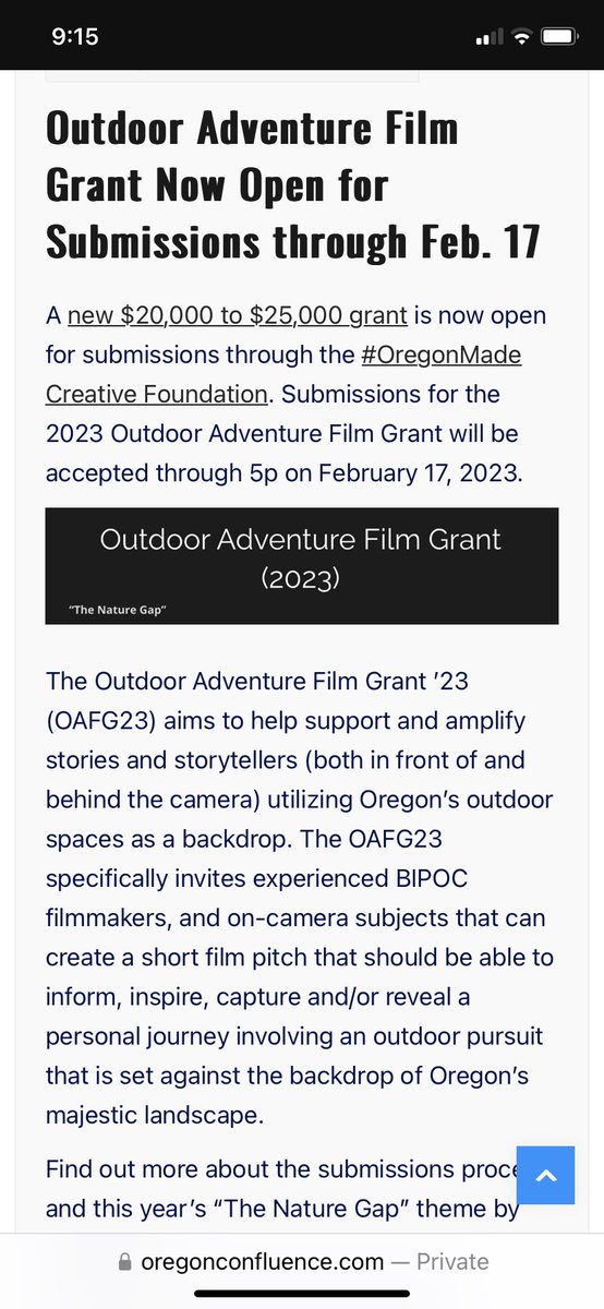 New grant now accepting submissions through 2/17/23 - find out more on OregonMade.org/outdoor-advent…