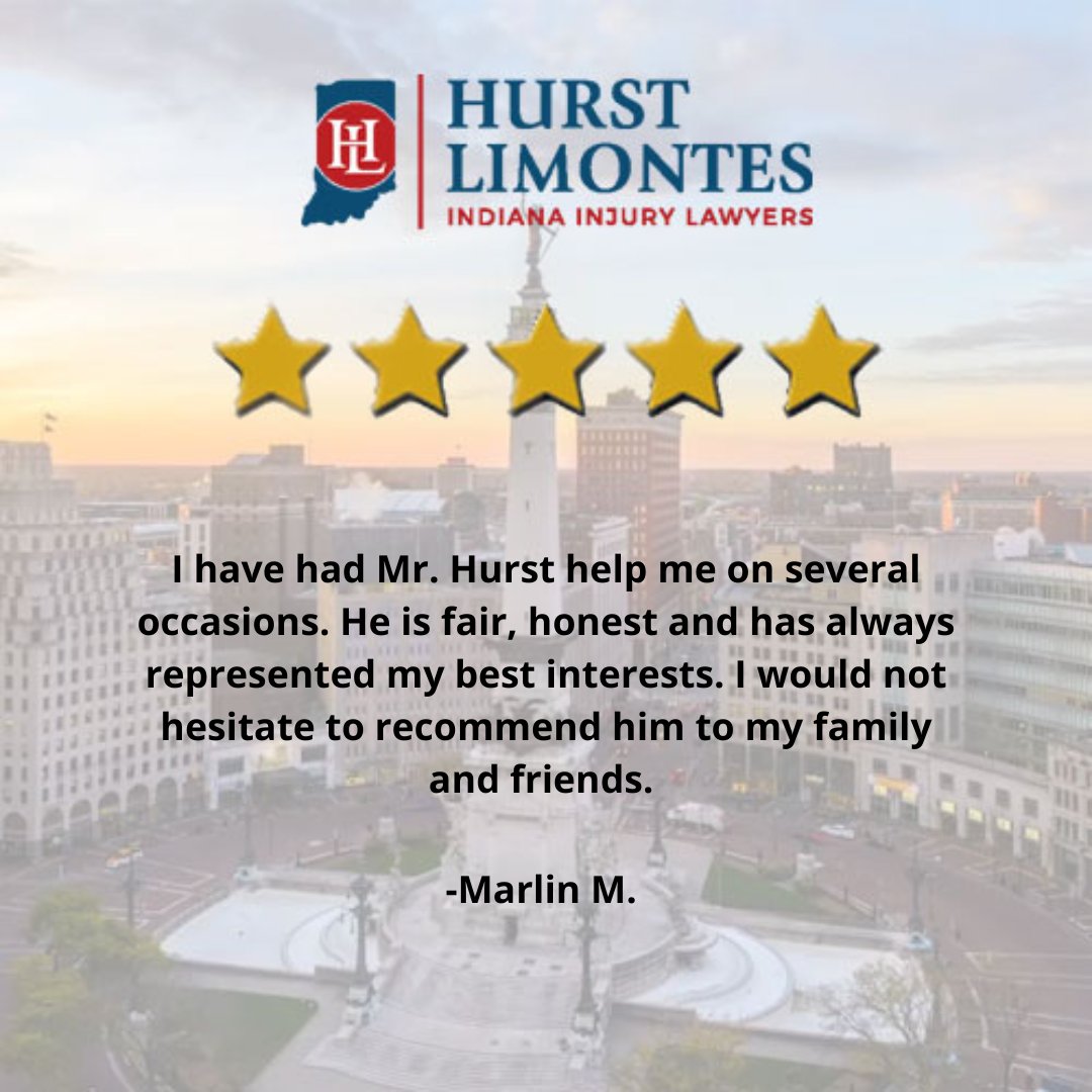 HurstLimontes's tweet photo. Marlin, Thank You for the wonderful review! ⭐⭐⭐⭐⭐ #CustomerSatisfaction #TestimonialTuesday #ClientObsessed #IndianaInjuryLawyers #IndianaSuperLawyers #PersonalInjuryLawyers #Indiana #HurstLimontes #BestLawyers #Injured #LawyersofInstagram #IndianapolisAbogado #FiveStars https://t.co/DAuCpDKYma
