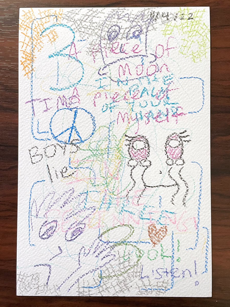 BOYS LIE 
Crayon on watercolor paper. 2022.