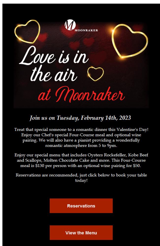 MoonrakerMobile's tweet photo. Reserve your table for Valentine's Day ?? https://t.co/x1sngyPAkS https://t.co/X3hZNypzBw