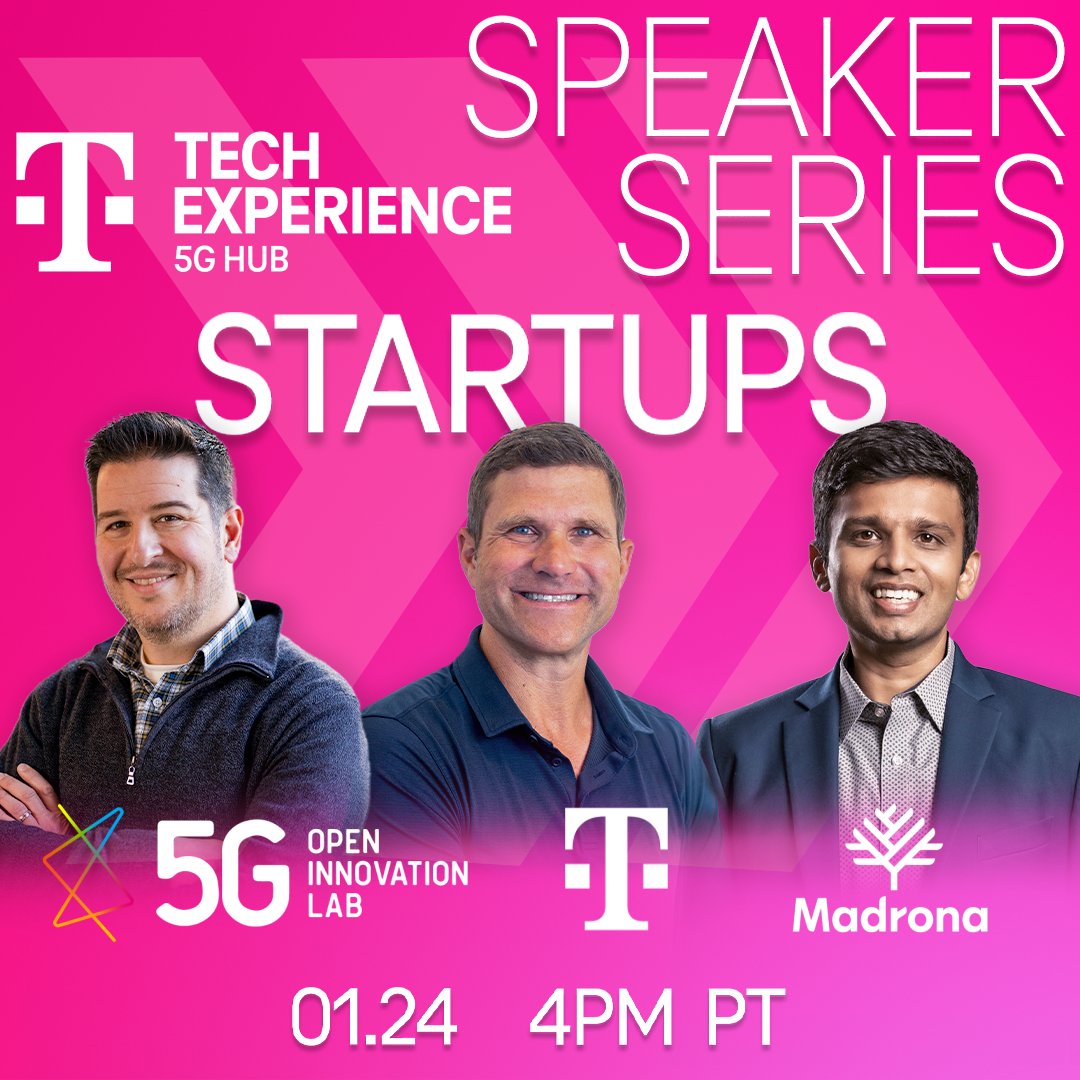 We're excited about our first Speaker Series event of the year tomorrow! Get ready for a lively discussion around #5G and #startups with panelists @jimbrisi of @5GOILab, Aseem Datar with <a href="/MadronaVentures/">Madrona</a>, and Jeff Pellegrini with <a href="/TMobile/">T-Mobile</a>. Register now! rsvp.theworldsbest.events/_oereo